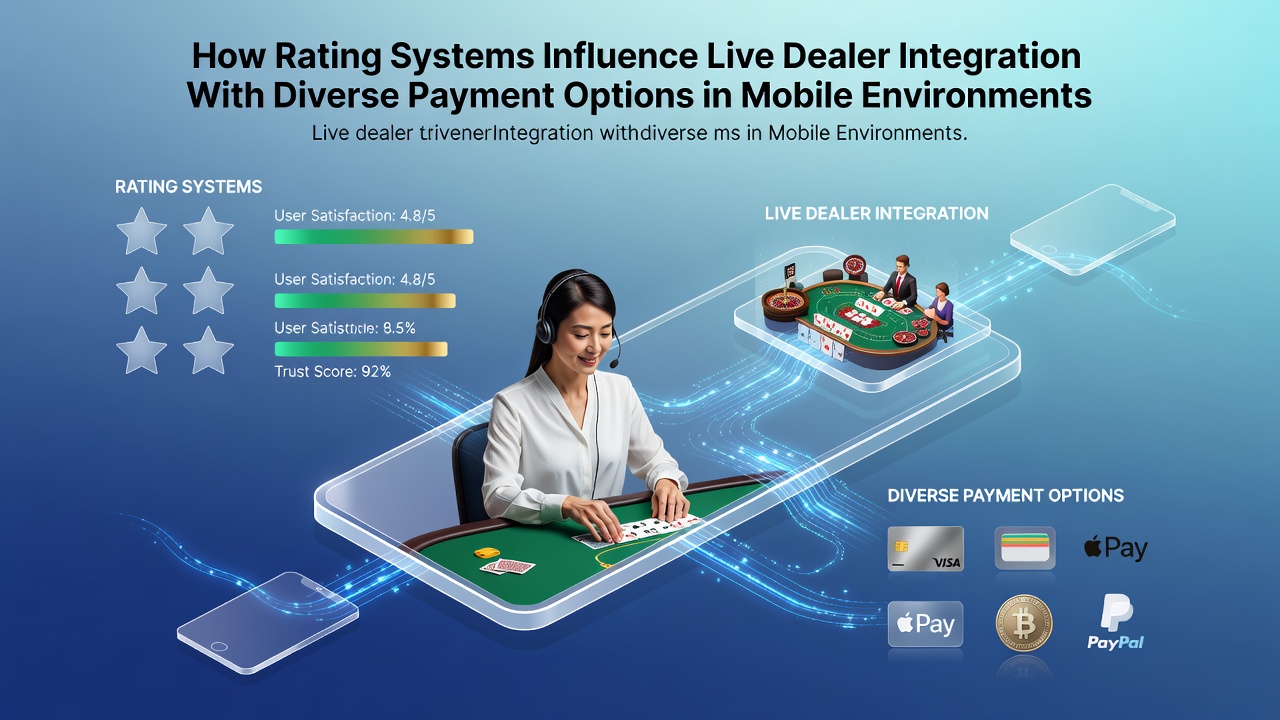 Darstellung von Bewertungssystemen und mobilen Live-Dealer-Plattformen mit integrierten Zahlungsoptionen
