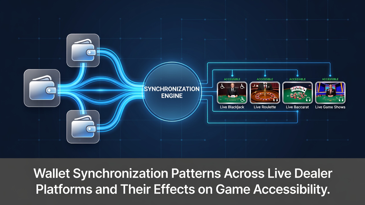 Illustration der Wallet-Synchronisation in Live-Dealer-Plattformen mit mobilen Geräten und Zahlungsflüssen