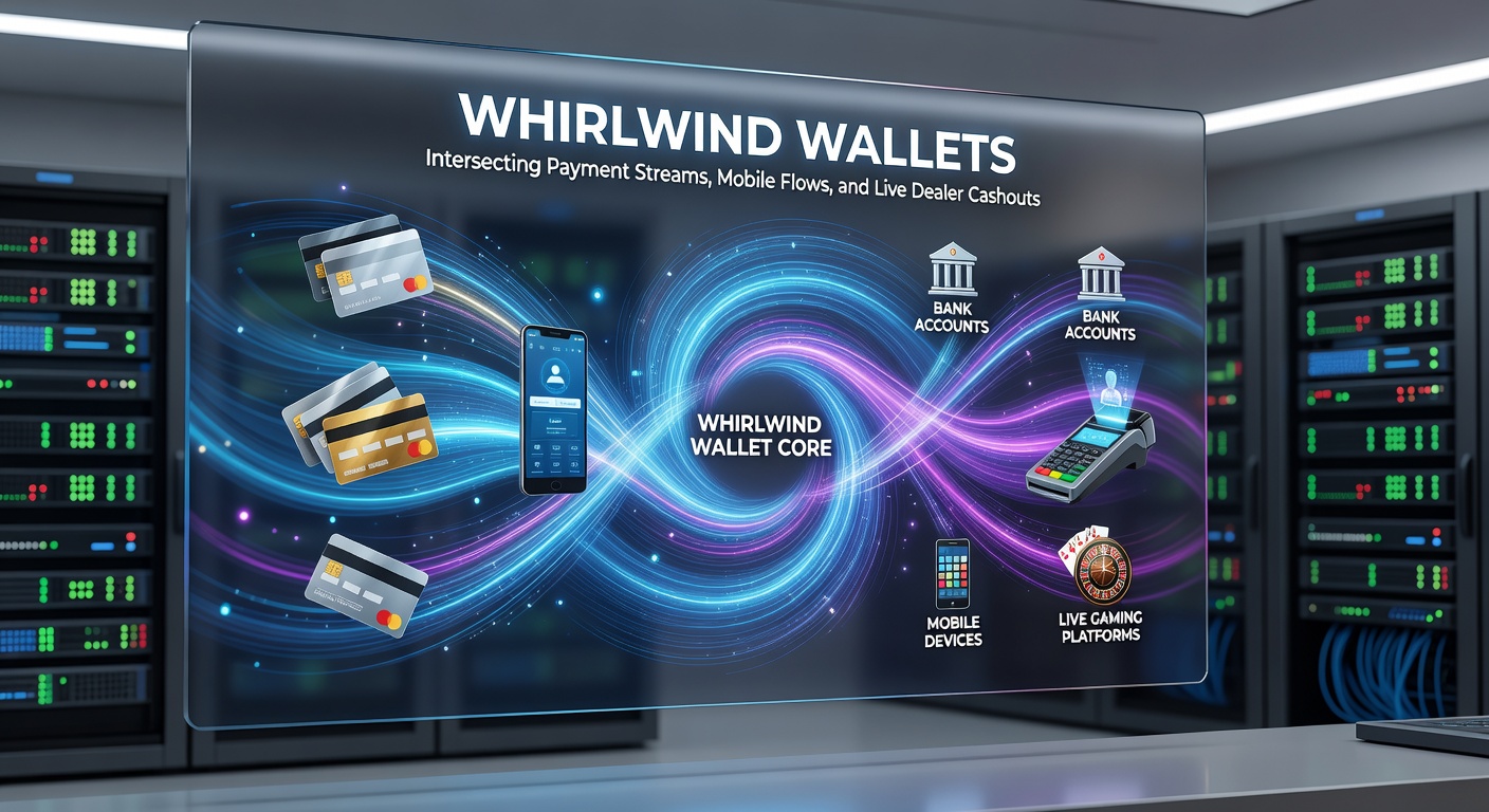 Visuelle Darstellung mobiler Zahlungsflüsse in Whirlwind Wallets mit Live-Dealer-Integration